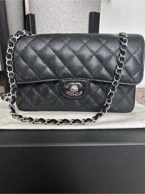 Chanel Quilted Double Flap Shoulder Bag in Black NEW